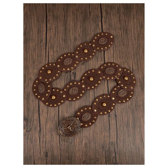 Women's Retro Cowgirls Studded Waist Belts Street Style Oval Wide Belt For😹 - Picture 4 of 6